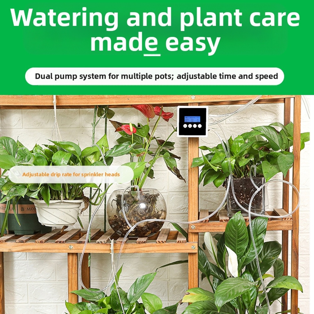 Smart Garden Devices - 大型LEDディスプレイと簡単な設置を備えた屋内庭園やバルコニー用のスマートタイマーデュアルポンプ散水装置