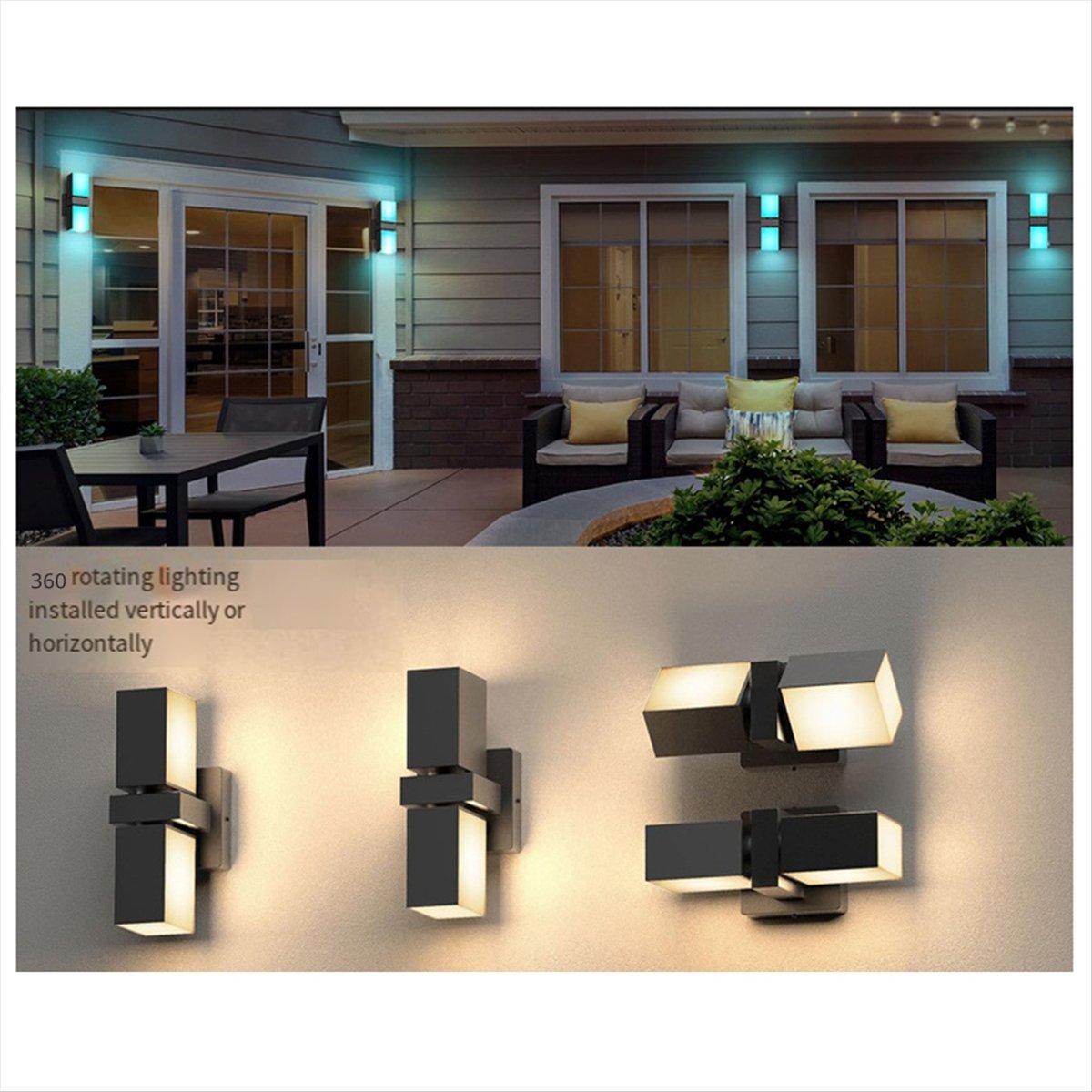 Smart Garden Fence - AA19 LEDウォールライト デュアルヘッド バルコニーランプ IP65 防水