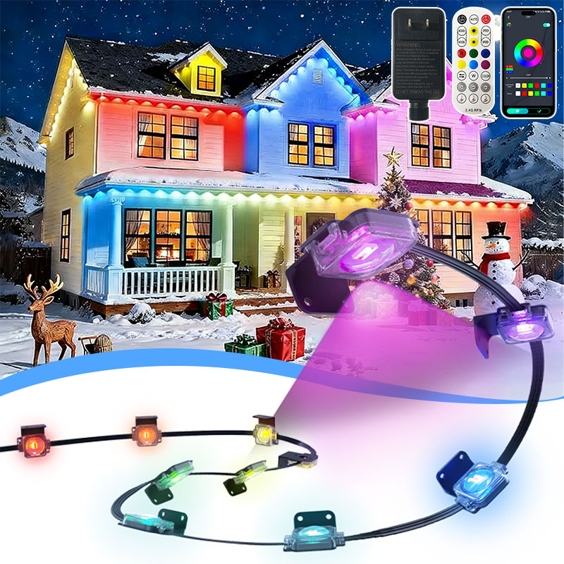 Smart Garden Led Lights - 屋外用RGBCW軒下ライトLEDストリングランプIP67防水スマート装飾照明、住宅の屋根、庭、ホリデーデコレーション用