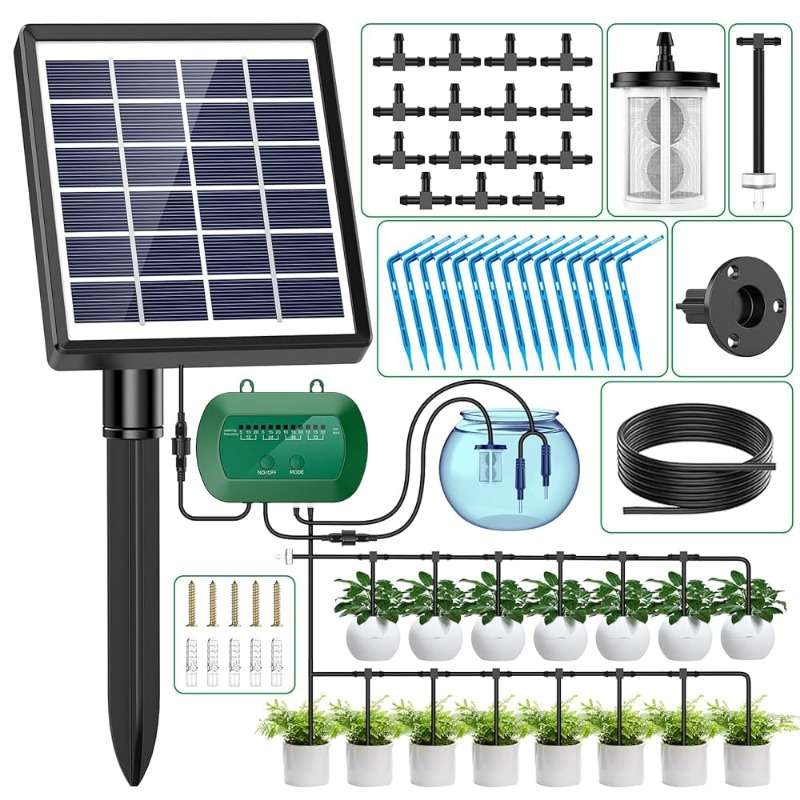 Smart Garden Greenhouse - ソーラーインテリジェント灌漑キット 6V 2W 内蔵 1800mAh バッテリー灌漑鉢植え