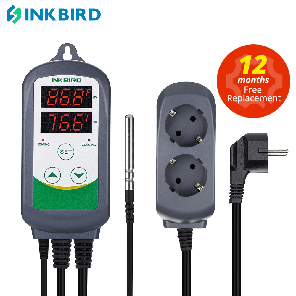 Smart Garden Greenhouse - INKBIRD ITC-308 加熱および冷却デュアルリレー温度コントローラー、カーボーイ、発酵槽、温室テラリウム温度。 コントロール