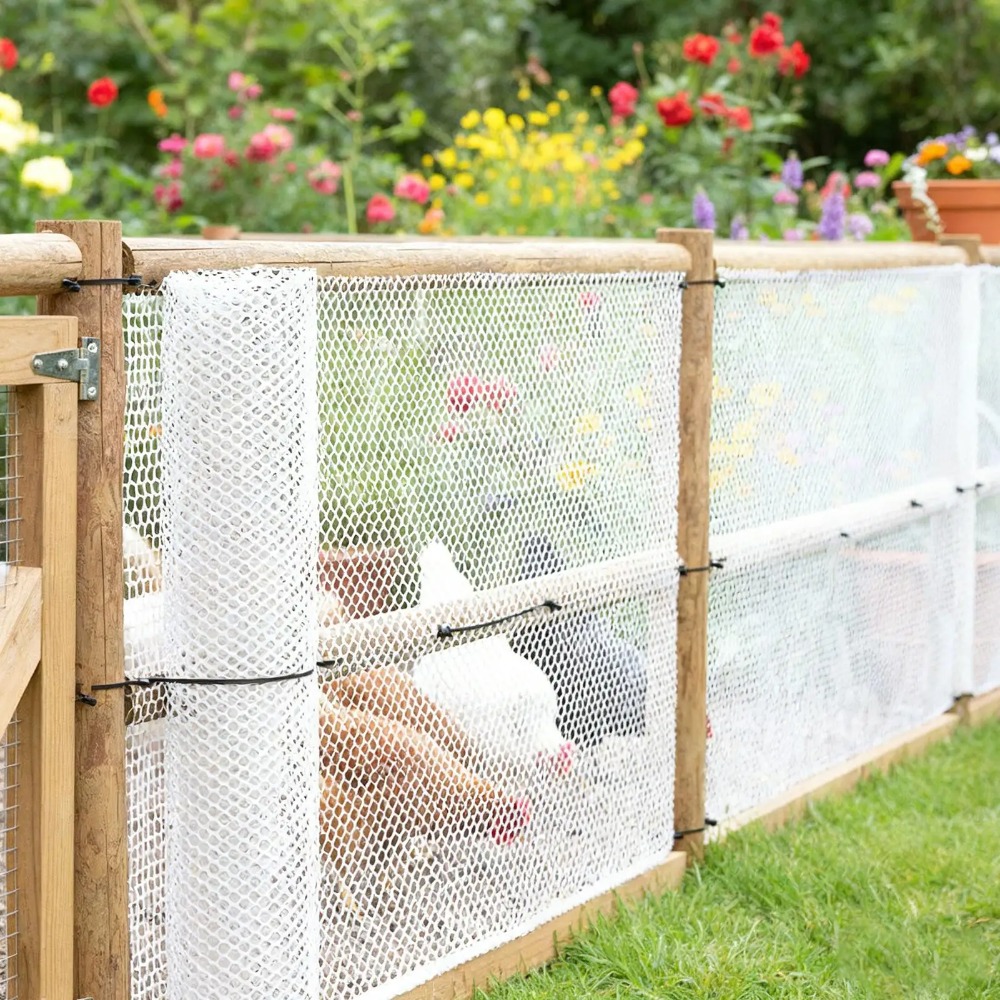 Smart Garden Fence - プラスチック製ガーデン保護ネット、家禽用ワイヤーフェンス、50個のジッパー、鶏、犬、家禽飼育用