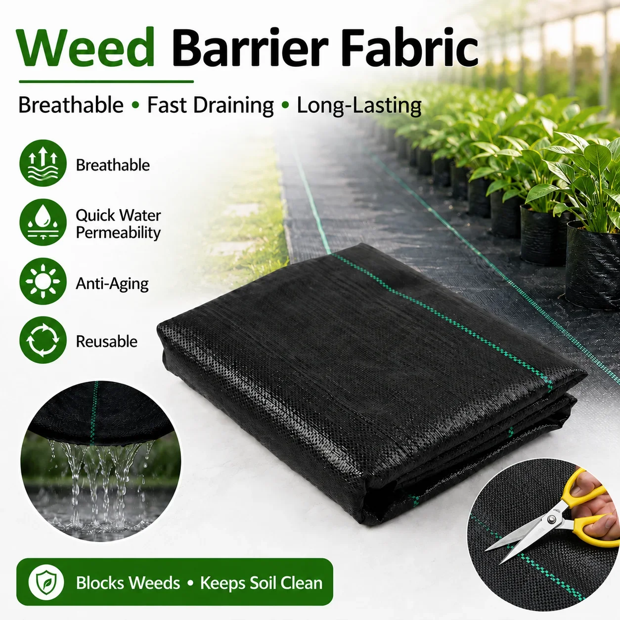 透水性のある雑草防止シート、ジオテキスタイル、グランドカバー - Smart Garden Greenhouse のレビューと価格