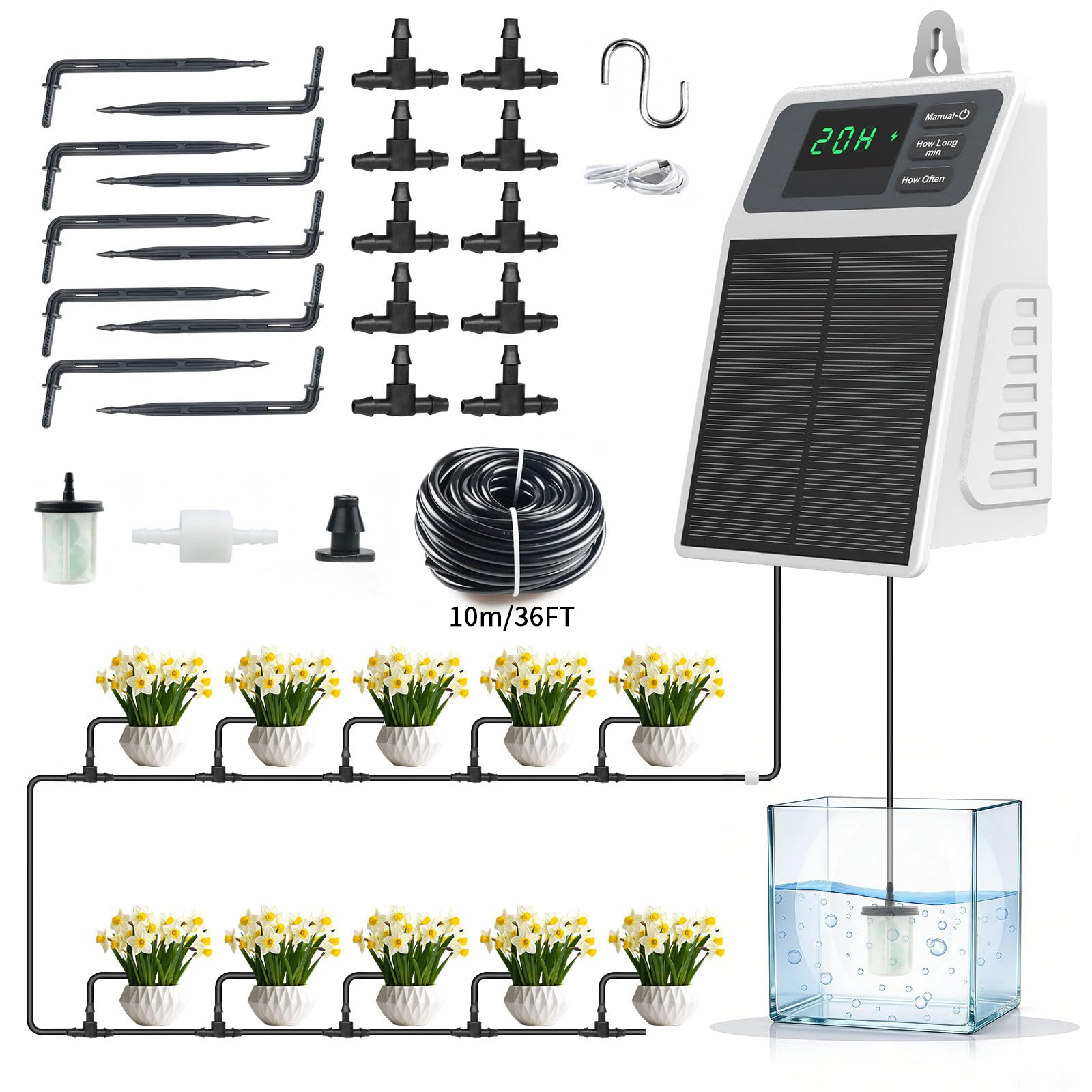 改良型ソーラー点滴灌漑システム 自動散水装置 家庭菜園、バル - Smart Garden Tower のレビューと価格